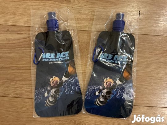 2 db Jégkorszak mintás, 480ml összehajtható vizes palack, karabinerrel