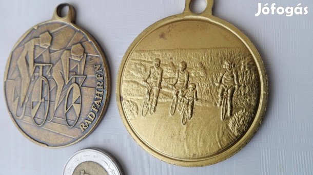 2 db Német régi biciklis Kerékpáros medálok