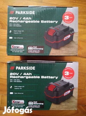 2 db Parkside 20 Volt 4 Ah PAP 20 li-ion akku akkumulátor 3 év gari új
