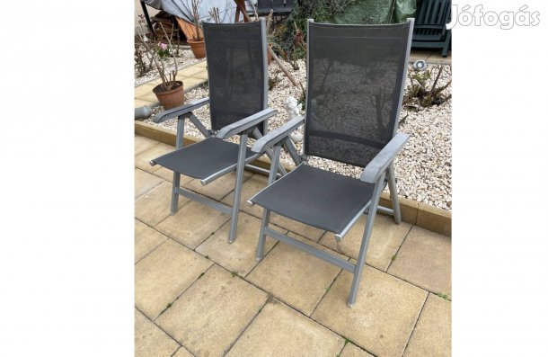 2 db Prémium Erős Alu Textil Kerti szék Összecsukható Dönthető
