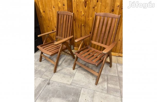 2 db Prémium Tömör Tölgyfa Kerti szék Összecsukható Dönthető