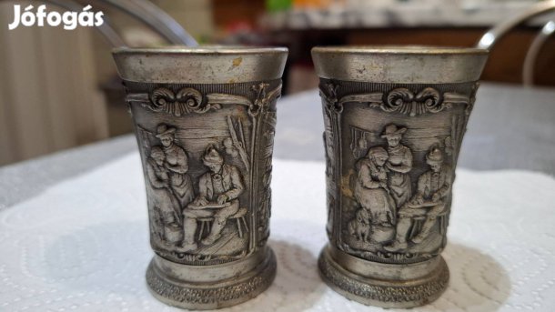 2 db SKS Zinn 95% német ón felespohár / likőrös pohár szett
