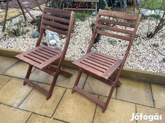 2 db Tömör Tikfa kerti szék Összecsukható