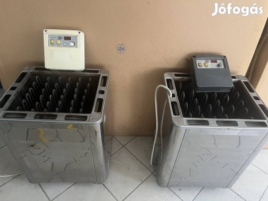 2 db (12 és 15 kW)Külső vezérlésű szaunakályha vezérlővel  kövekkel