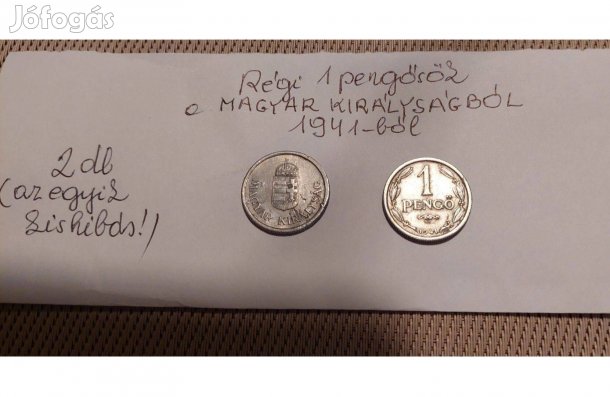 2 db. 1 pengős a magyar kormányzóság idejéből egyben eladó