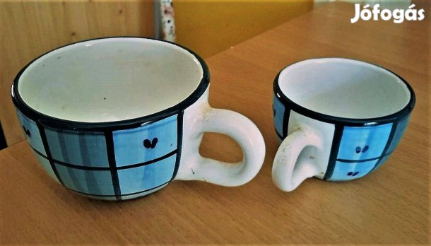 2 db. Hódmezővásárhelyi azonos minta/más méret kerámia bögre