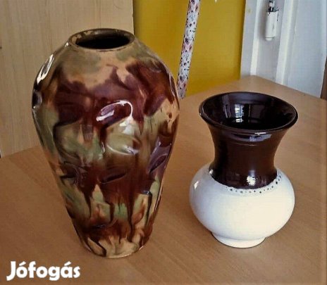 2 db. Váza+ ajándék gyertyatartó Óbányai Keszler Antal kerámikus