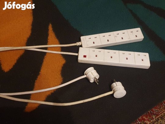 2 db angol aljzatú hosszabbító villásdugóval