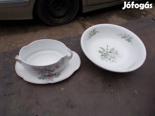 2 db antik jelzett porcelán edény ép állapotban szószos + tál