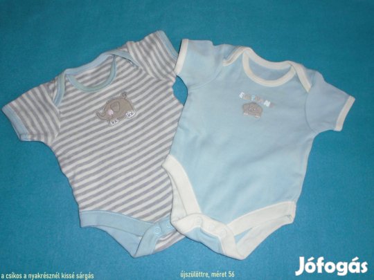 2 db elefánt mintás rövid ujjú body újszülött méret 56