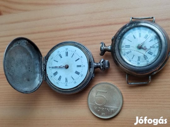 2 db ezüst tokos Antik zsebóra eladó