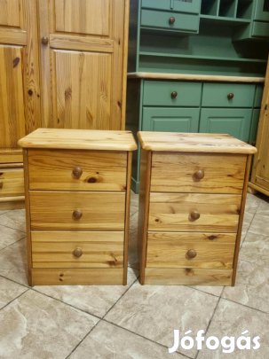 2 db fenyő éjjeliszekrény 43x57x36