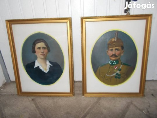 2 db festmény világháborús katona csendőr ? párjával