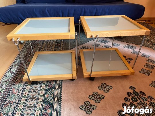 2 db gurulós üveges asztalka