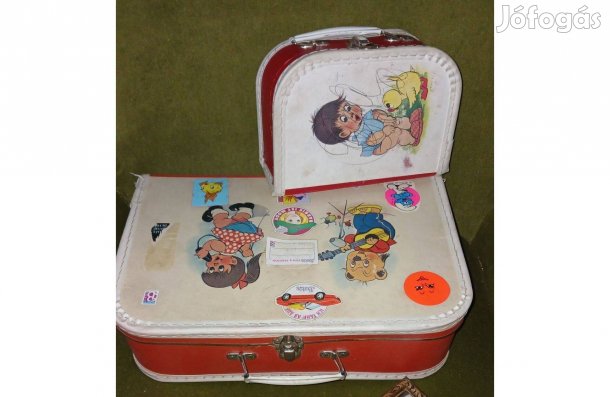 2 db gyermek retró kicsi mini bőrönd