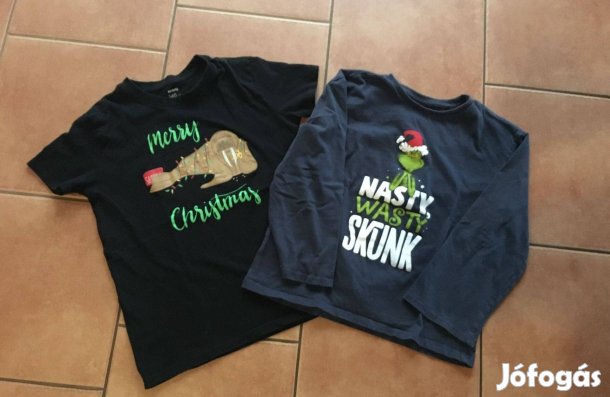 2 db karácsonyi póló együtt! 134-140