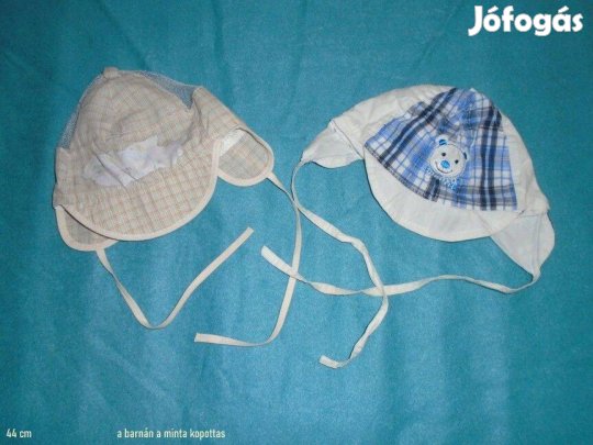 2 db kötős tavaszi / nyári sapka 44 cm - 400 Ft/db mintás