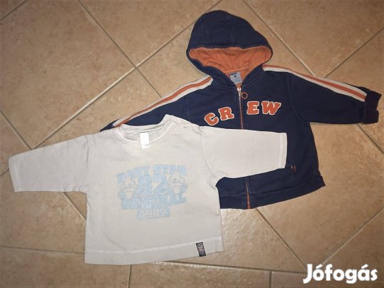 2 db márkás pamut pulóver - cipzáros melegítő felső 80-as méretben