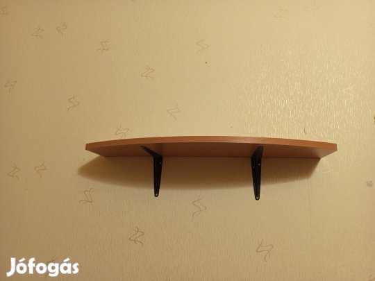 2 db ovális fali polc fém konzollal szettben újszerű