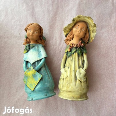 2 db régi kerámia hölgy dísztárgy