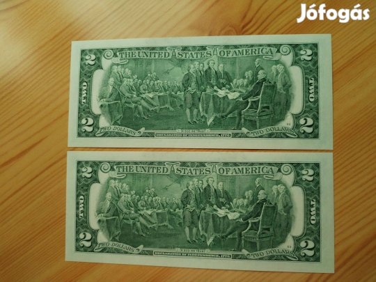 2 db sorszámkövető 2 Dolláros 2013-as USA Jubileumi papírpénz
