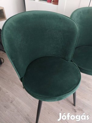 2 db sötétzöld bársony szék/fotel