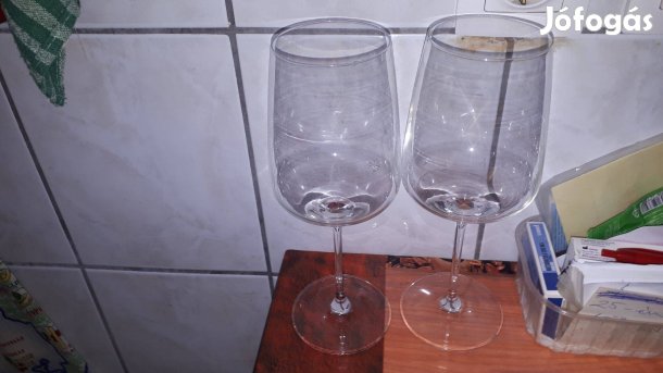 2 db talpas üveg borospohár - 3 dl