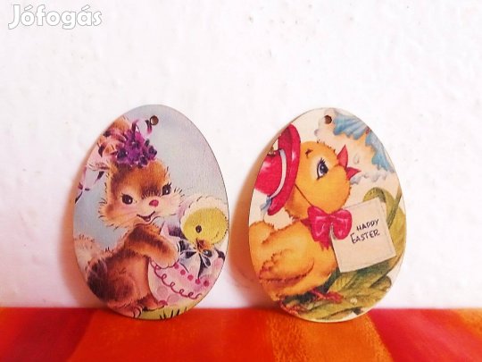 2 db tojás alakú húsvéti dísz, dekoráció, tojásfa dísz