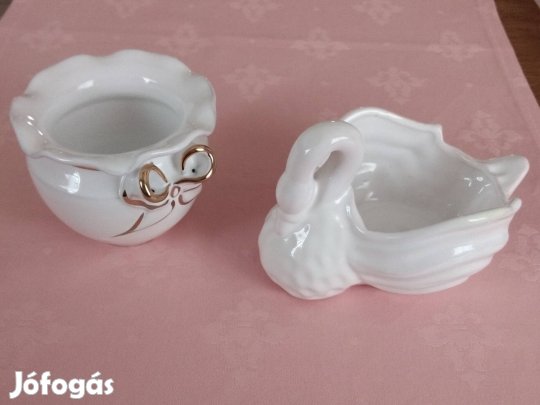 2 db új kerámia kaspó virágcserép hattyú formájú