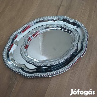 2 db új ovális króm tálca