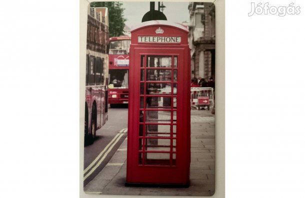 2 db vintage fémtábla London telefonfülke, fém fali kép - 20x30 cm
