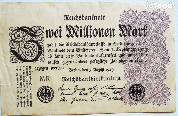 2 kétmillió márka 1923 Berlin bankjegy papírpénz