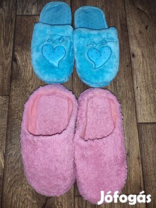 2 pár házipapucs papucs mamusz - kék, rózsaszín