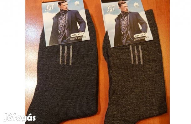 2 pár sötétszürke pamutzokni 43-47 méretben 100% pamut új!