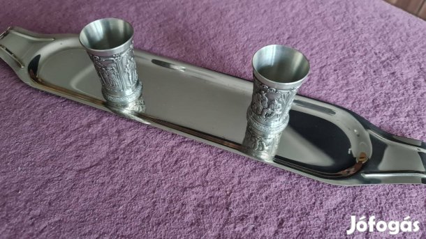 2 pohár + tálca szett (alpakka)