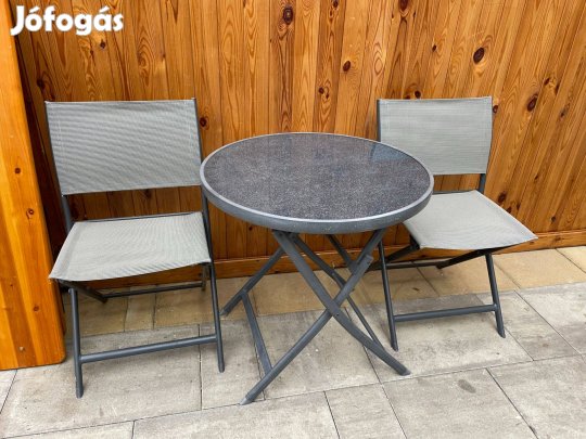 2 személyes Balok Szett Alu Textil Szürke Összecsukható