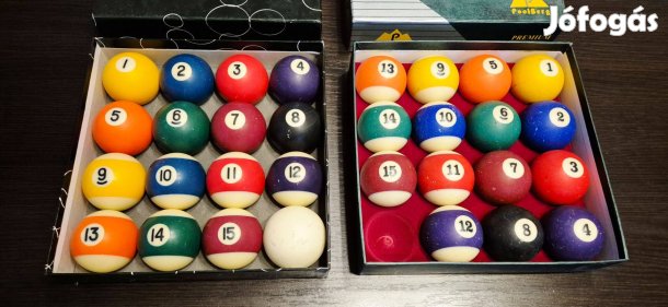 2 szett jó minőségű billiárgolyó készlet egyben. Külön is eladóak!