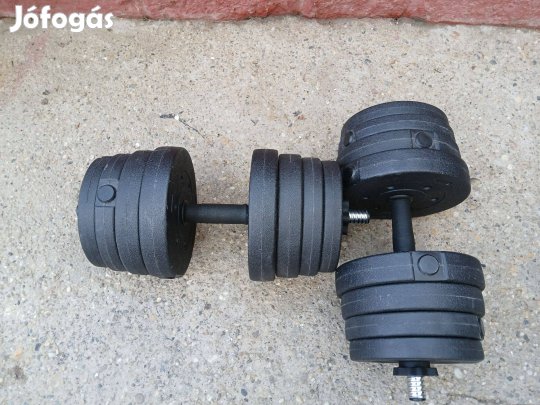 2 x 15 kg egykezes gyári kézisúlyzó pár állítható műanyag súlyzó