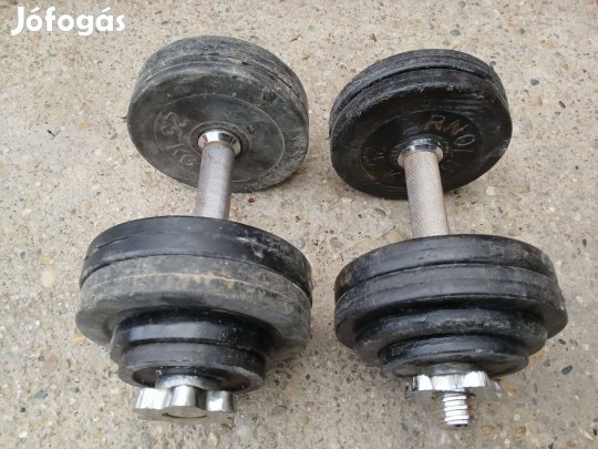 2 x 15 kg kézisúlyzó egykezes súlyzó gumis vas 30 mm