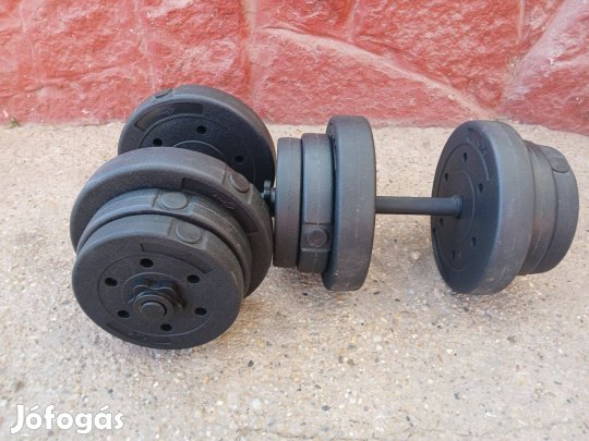 2 x 20 kg műanyag gyári kézi súlyzó pár egykezes állítható