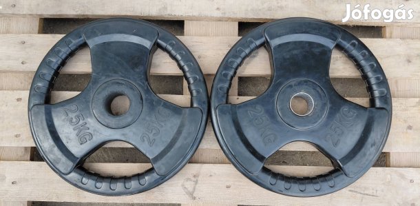 2 x 25 kg gumírozott súlyzó tárcsa, súlytárcsa 51 mm