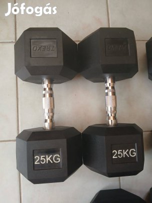 2 x 25 kg hex hexa hatszögletű egykezes súlyzó kézisúlyzó pár
