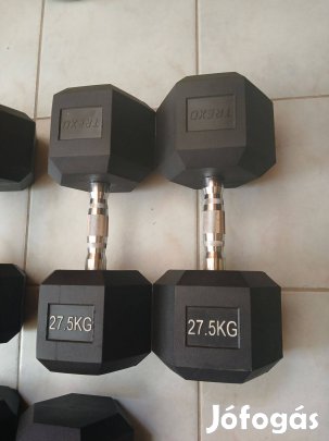 2 x 27,5 kg egykezes súlyzó kézisúlyzó hex hexa hatszögletű kézisúlyzó