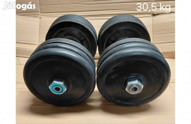 2 x 30,5 kg gumírozott egykezes súlyzó 31 mm