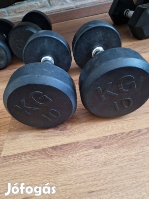 2db 10kg-os gumírozott kézisúlyzó súlyzó