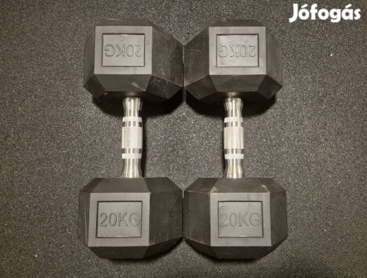 2db 20kg gumirozott hexagon kézisúlyzó eladó