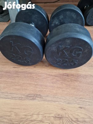 2db 22.5kg-os gumírozott kézisúlyzó súlyzó