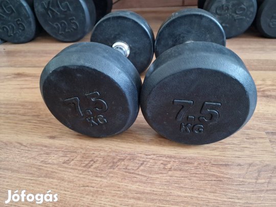 2db 7.5kg-os gumírozott kézisúlyzó súlyzó