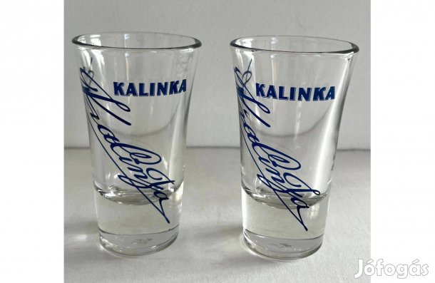 2db Kalinka vodka röviditalos, feles üveg pohár