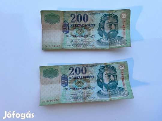 2db Károly Róbert Papír 200Ft 200 Forint egyben eladó